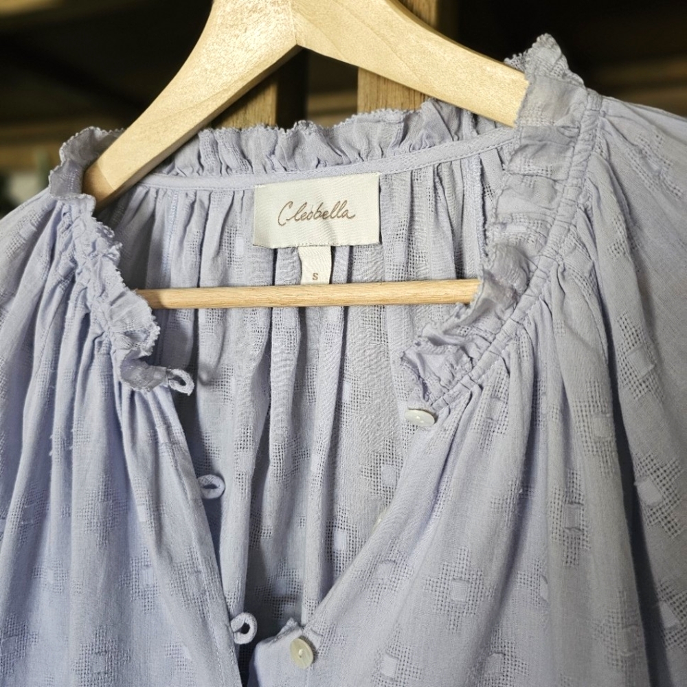 Anthropologie Cleobella Antonia Buttondown Blouse Blue Sz S Orig. $119 - Picture 6 of 10